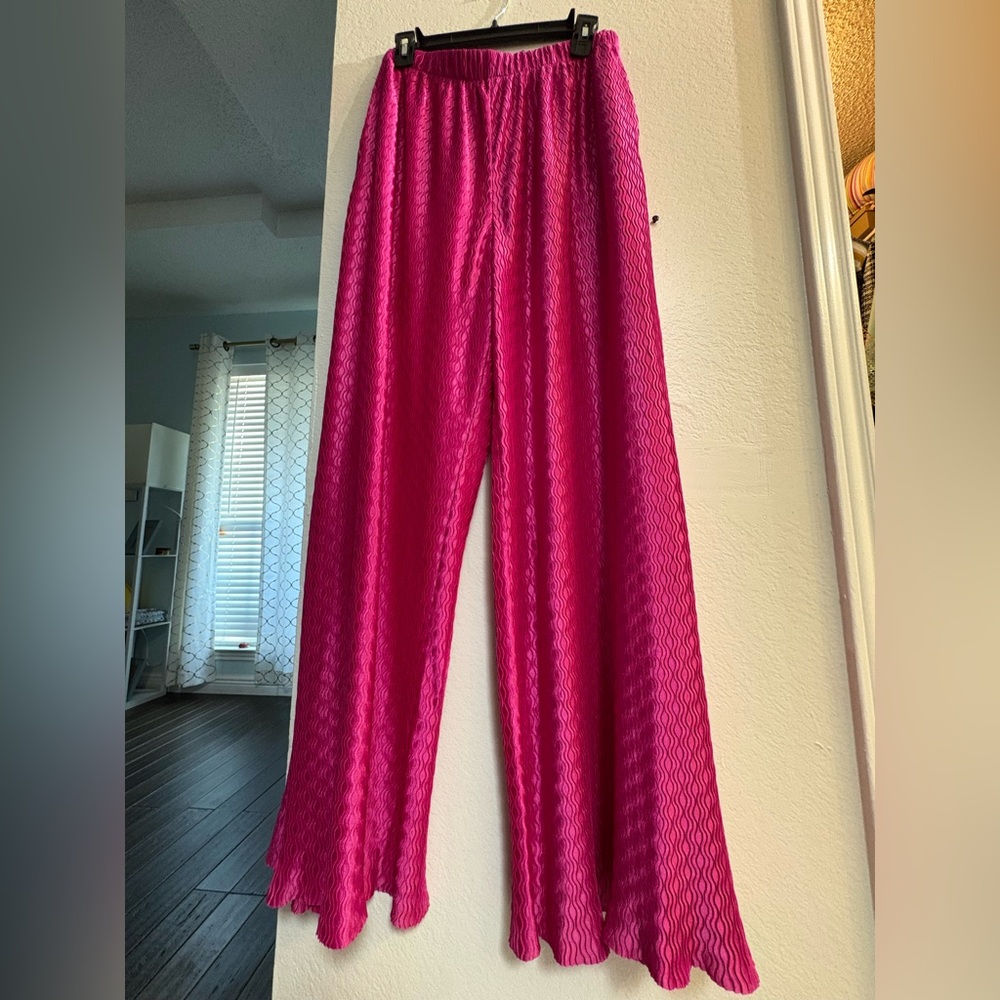 Fuchsia Textured palazzo Pants